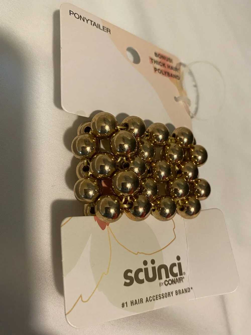 Scunci Gold Beaded Ponytailer Hair Tie - NEW! - Picture 2 of 6